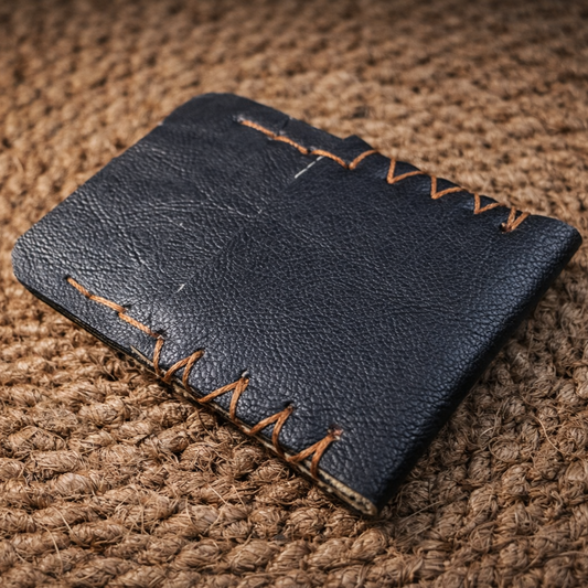 M02 Dark Black Hand-Stitched Cardholder