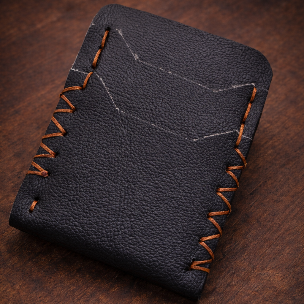 M02 Dark Black Hand-Stitched Cardholder